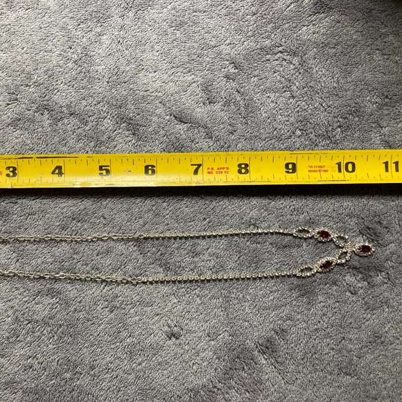 Faux Ruby and Diamond Necklace and Earrings - Picture 8 of 9